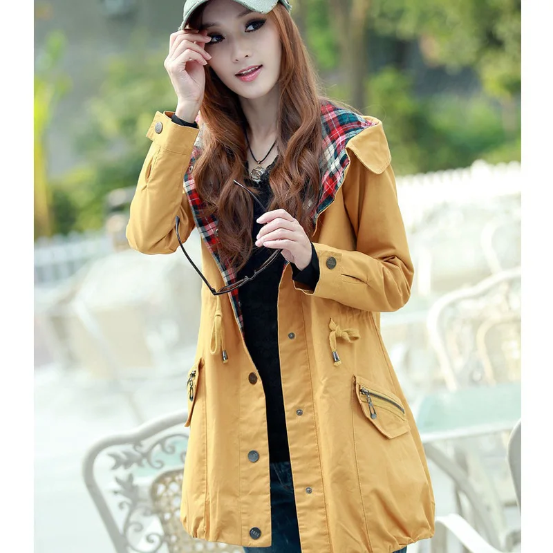 2016 Осень Мода Новый женский с капюшоном длинное пальто хлопковая куртка Для