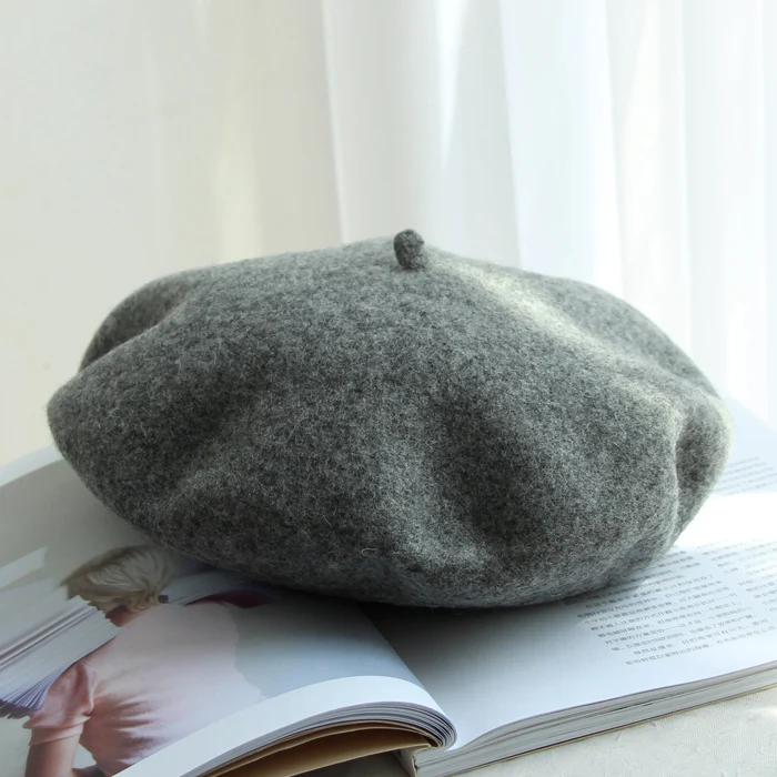 Зимние Для женщин шляпа Винтаж береты шерсть 32 цвета Кепки Gorras Planas мужские шляпы