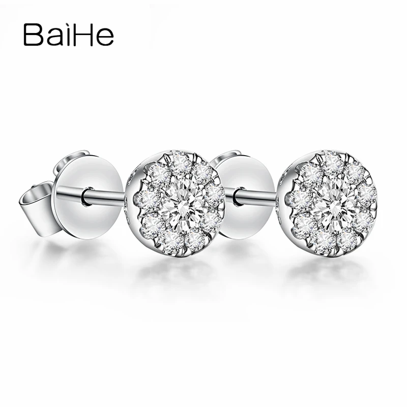 BAIHE Solid из белого золота 18 карат 0.16CT H/SI Круглый Природные Алмазы Свадебные модные