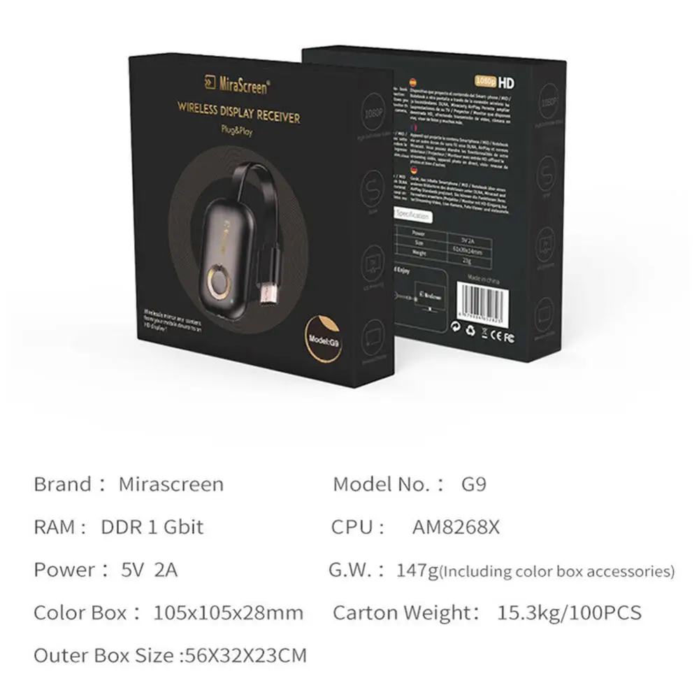 Новый MiraScreen G9 HDMI беспроводной Wifi 2 4G/5 0G 4 K дисплей 1080 P ключ Miracast Airplay DLNA приемник