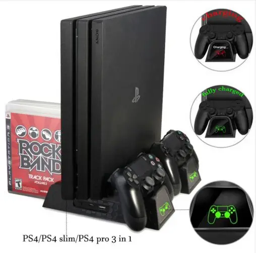 Вертикальная подставка для PS4/PS4 Slim/PS4 PRO охлаждающий вентилятор зарядное