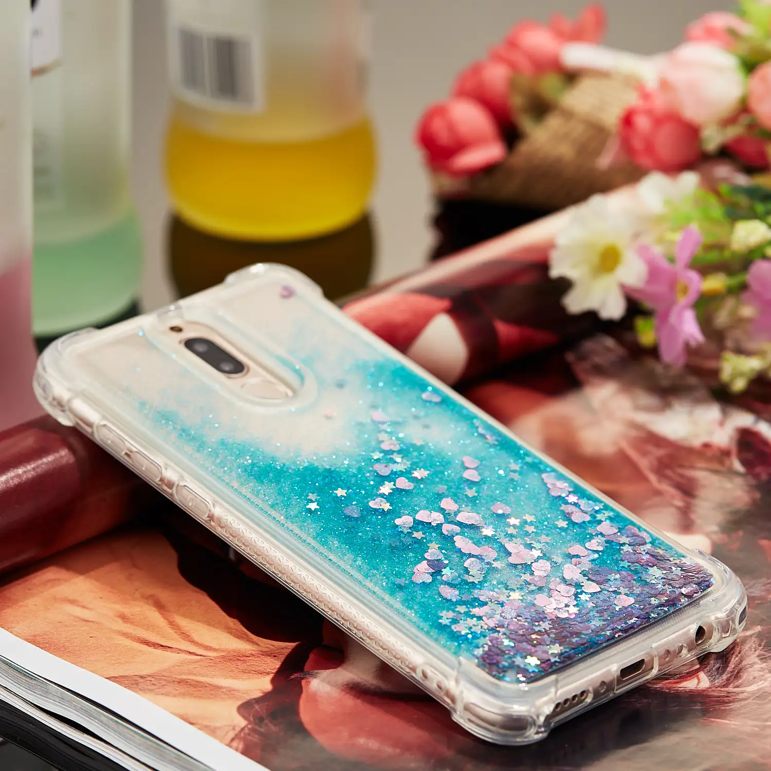 Роскошный блестящий чехол для Huawei Mate 10 Lite pro P8 2017 P10 динамическая Жидкая