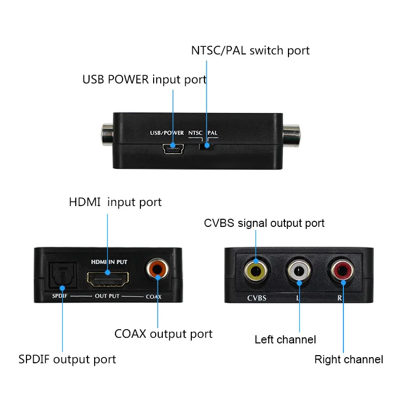 5 шт. HDMI в AV + Опора аудио конвертера SPDIF и коаксиальные аудиовыходы NTSC PAL