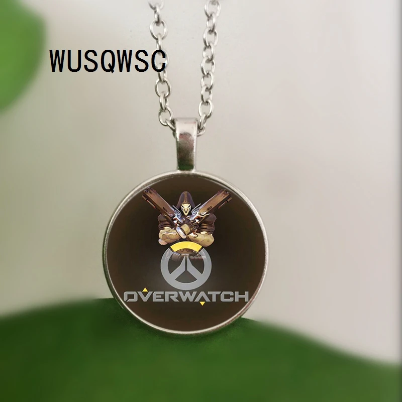 WUSQWSC 2018 поп-игра серии OW цепи ожерелье логотип Overwatch с угрюмой жнец стекло