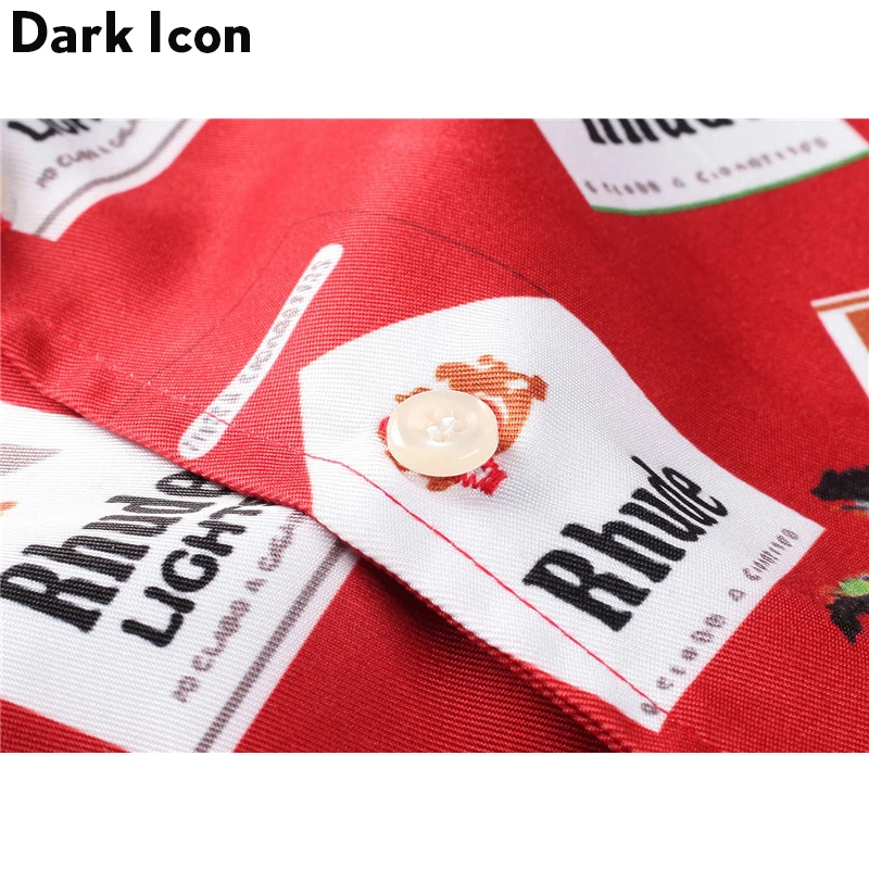 Мужская винтажная рубашка с коротким рукавом DARK ICON летняя в стиле хип-хоп 2019 |