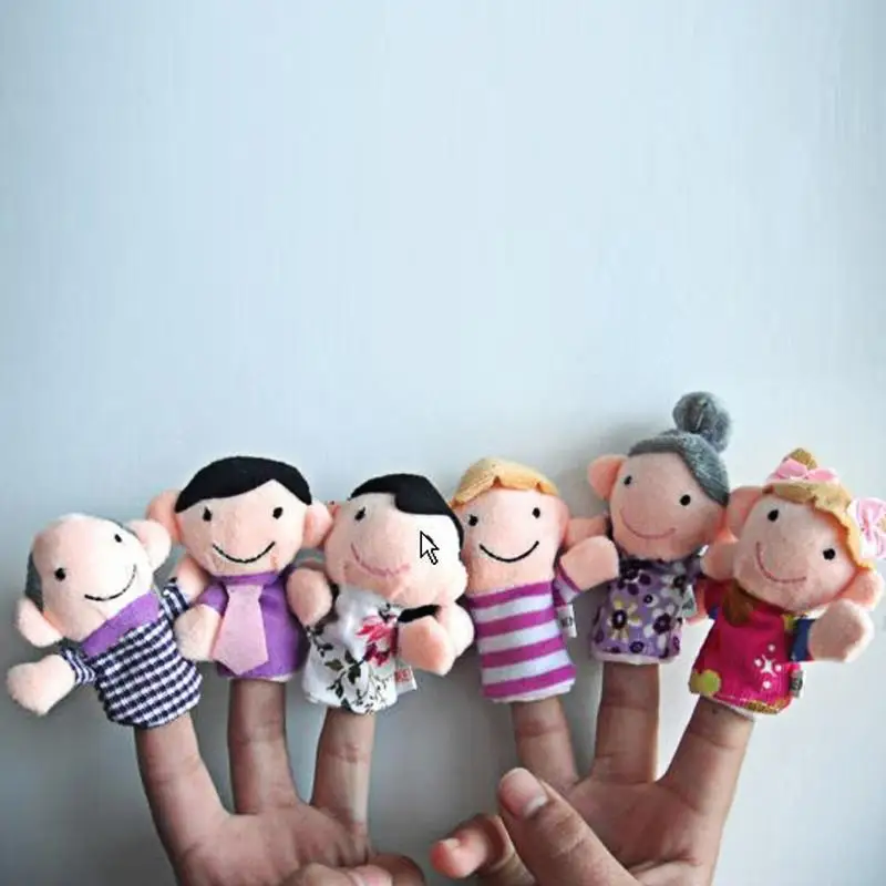 

6pcs/lot Family Finger Puppets Set Mini Plush Baby Toy Boys Girls Finger Puppets Educational Story Hand Puppet Cloth Doll Toys