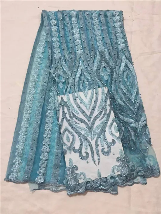 2018 небесно-синего цвета в африканском стиле французского кружева высокое