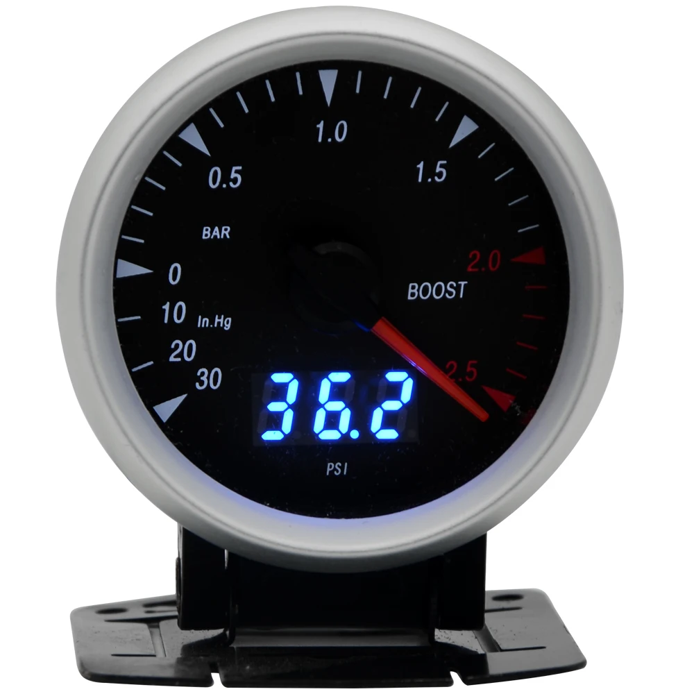 

2.5 Inch 60mm Turbo Boost Gauge Dual Units PSI / BAR Digital Analog Display Blue LED With Sensor