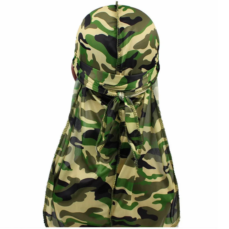 

Уличная мужская шапка-Бандана Durag хип-хоп, рэппер, тюрбан, шелковая повязка на голову, атласная камуфляжная повязка на голову для женщин и му...