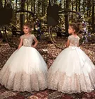 Платье для девочек, с цветочным принтом, с вышитым бисером поясом, с кружевной аппликацией, длиной до щиколотки, элегантное платье принцессы для свадебной вечеринки, Причастия