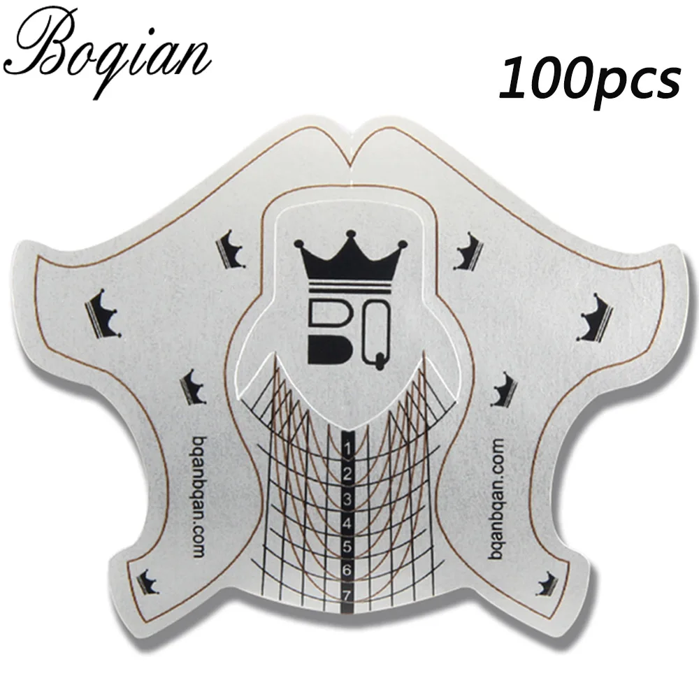 BQAN профессиональная 100 шт. Серебряная Форма для ногтей из сплава руководство нейл