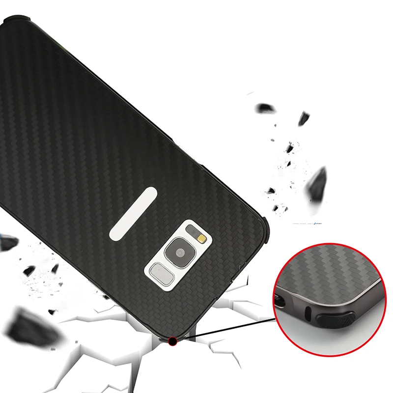 For Samsung Galaxy S8 S 8 Case Aluminum Metal Frame+Carbon Fiber Hard Back Cover for Plus S8+ Phone Shell |