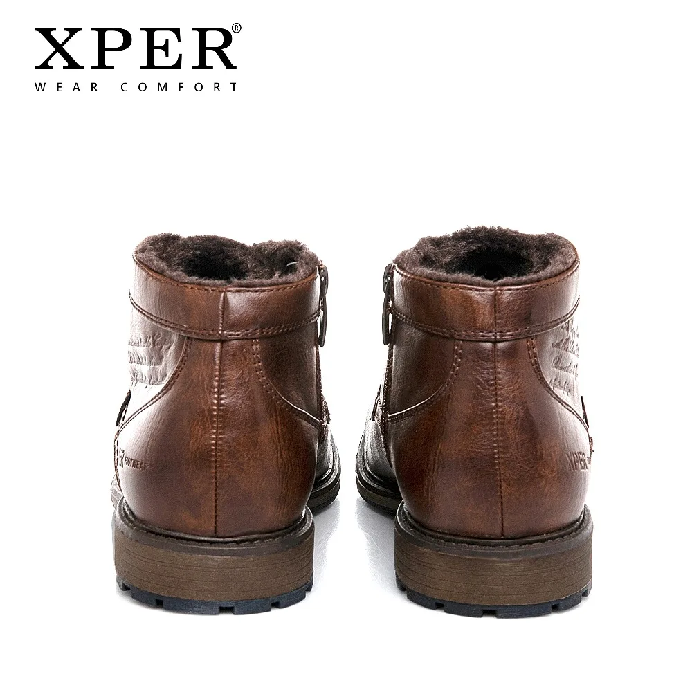 XPER/Теплые Зимние ботильоны мужские модные мотоботы в римском стиле меховая