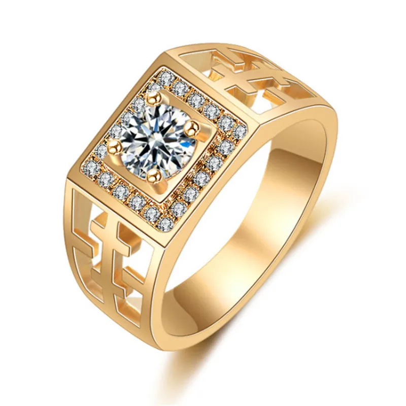 2018 European and American luxury version of the square zircon flamboyant men's ring | Украшения и аксессуары