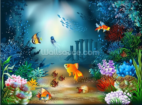 Пользовательские детские обои подводный мир 3D Мультяшные фотографии для детской
