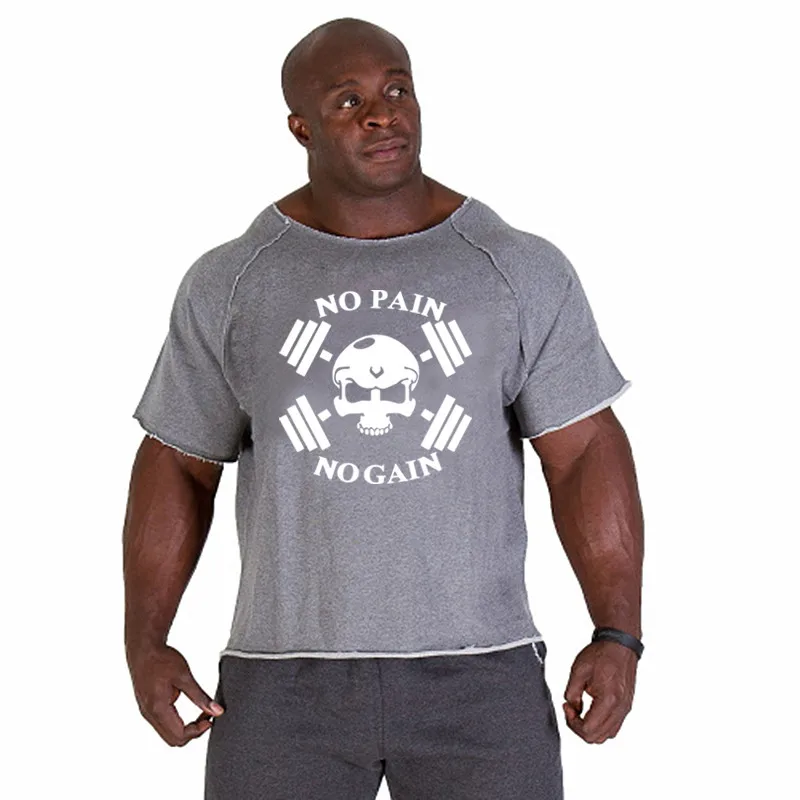 skull gary white Новая модная брендовая хлопковая футболка, мужская майка для фитнеса, мужские Спортзалы, бодибилдинг, спортивные топы для фитнеса, тяжелая атлетика - Цвет: skull gary white