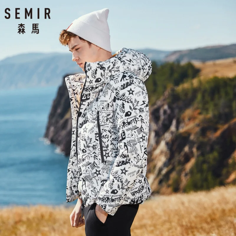 Мужская легкая пуховая куртка SEMIR с капюшоном на флисовой подкладке пуховик