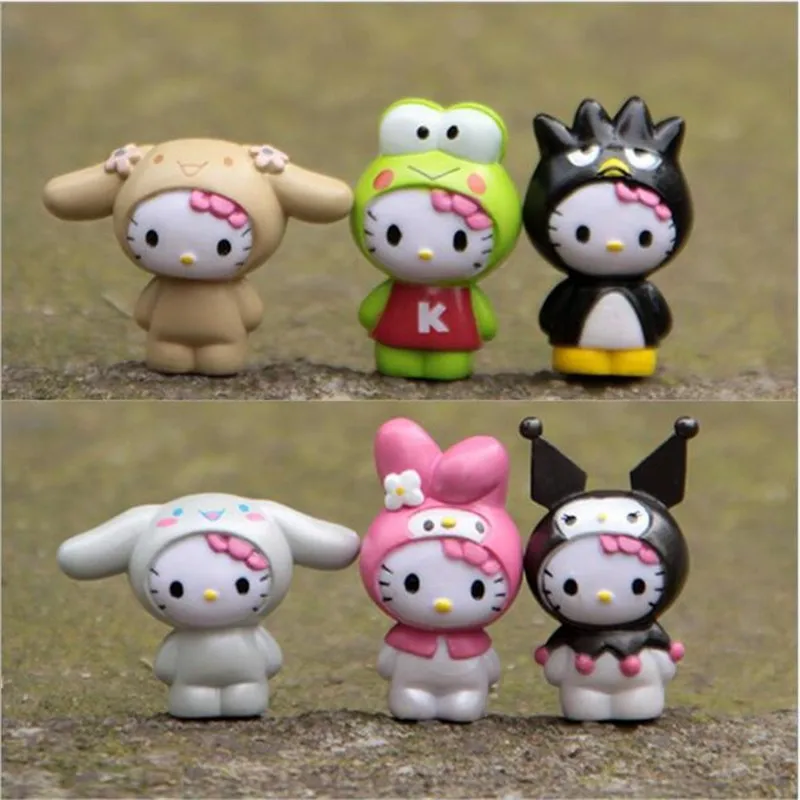 6 шт./компл. домашние шлепанцы в стиле hello kitty; украшение мини игрушки ремесла миниатюры красочные Фигурки Коллекционная модель игрушки