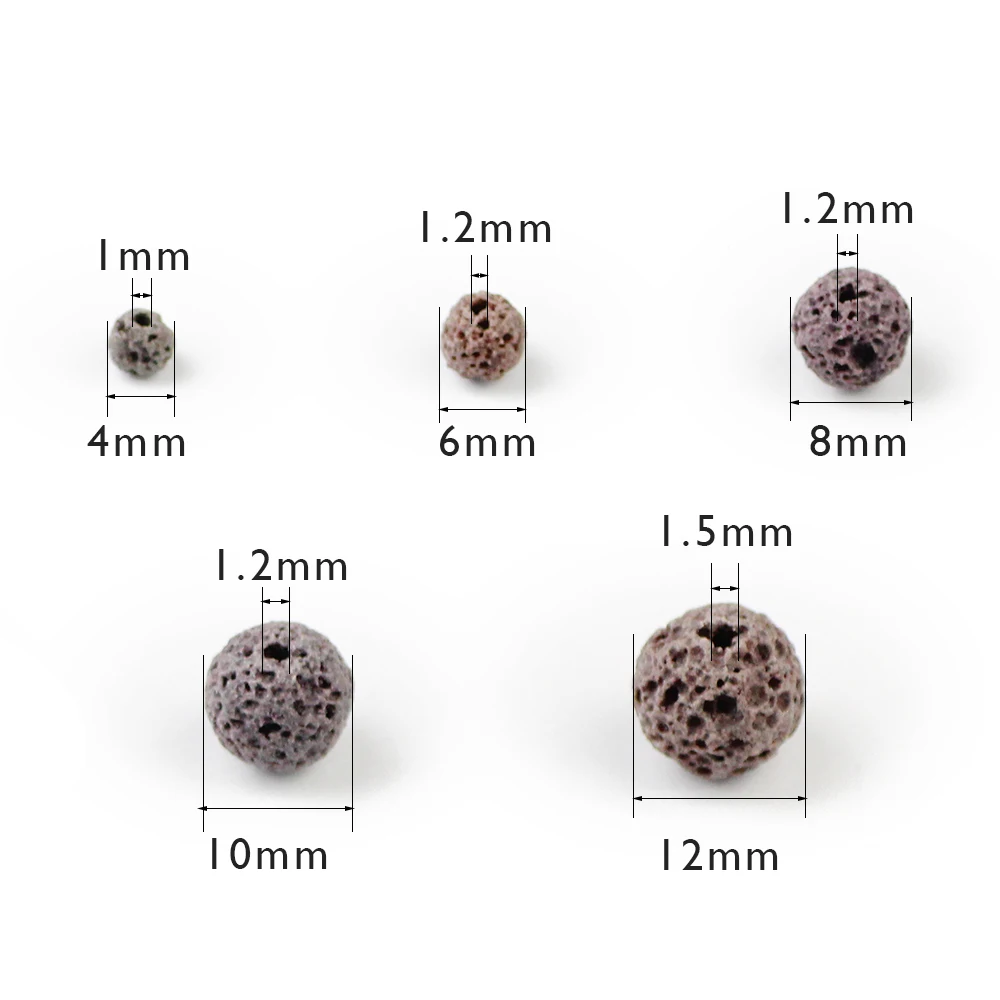 

JHNBY Natural Gray Color Lava Stone Beads 4-12mm Handmade Round Grey Volcanic Rock Loose Beads for Jewelry Making DIY Bracelet