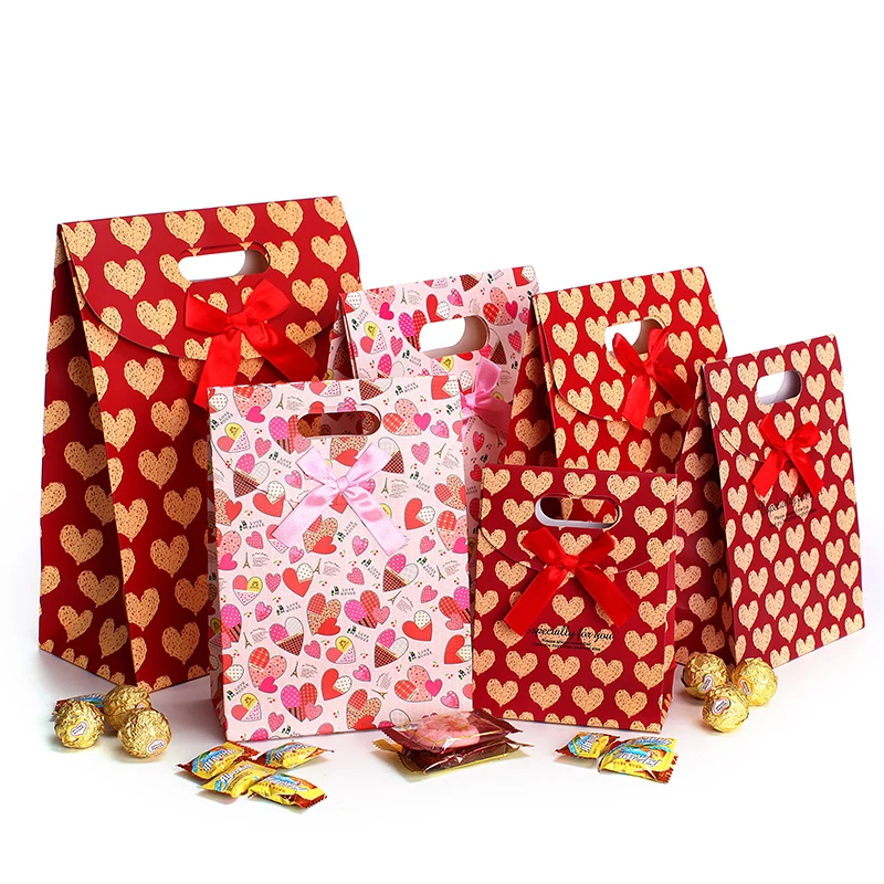 Weekends Deal Packaging Real Food Bags Red/Pink Paper Cake Cookies Packing 13x6x17cm Bag Flexiloop Handle Package | Дом и сад