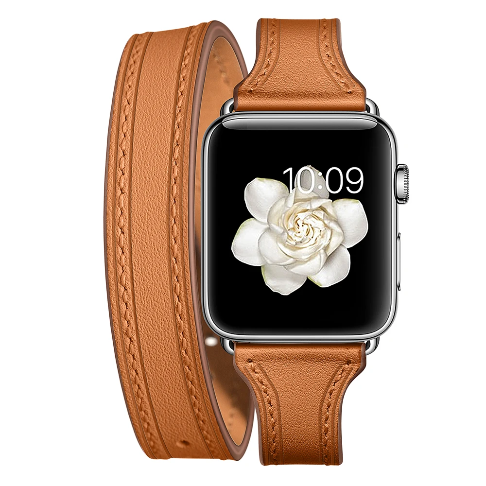 Кожаный ремешок для наручных часов Apple watch, ремешок 42 мм, 38 мм, Версия 44 мм 40 мм наручных часов iWatch, 5/4/Redmi 2/3 ремешок Double Tour браслет для часов из натуральной кожи ремень