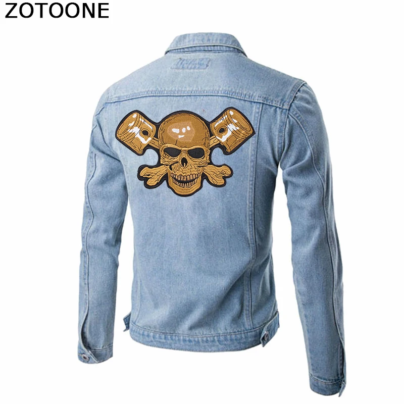 ZOTOONE панк череп вышитые патчи для одежды DIY большой задний патч украшения на
