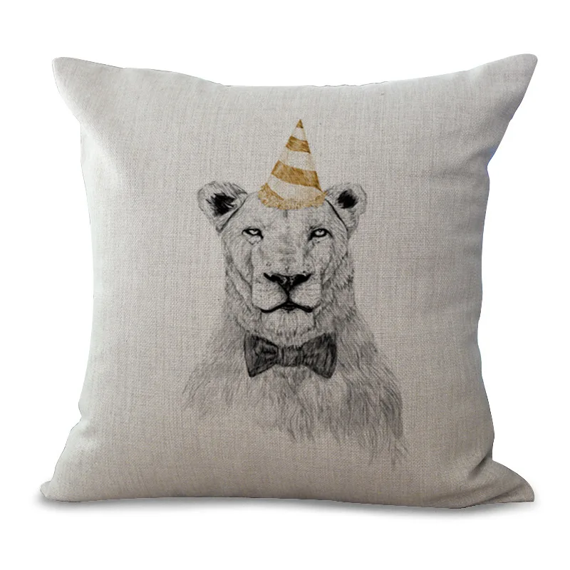 Наволочка с принтом животных из мультфильма льняная хлопковая наволочка для