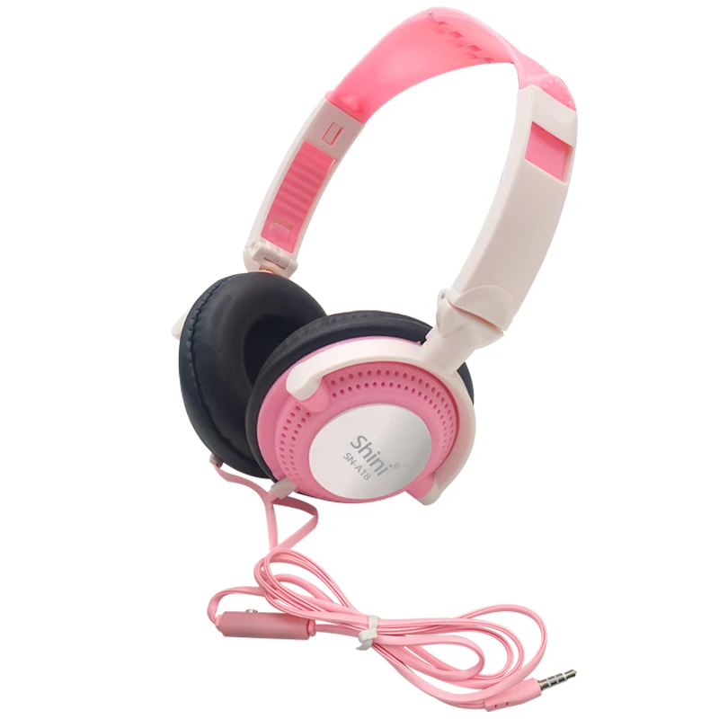 Pink Headphone Наушники с микрофоном наушники 3,5 мм AUX Складная портативная игровая гарнитура для телефонов MP4 компьютер PC Музыка fone de ouvido - Цвет: Pink Headphone