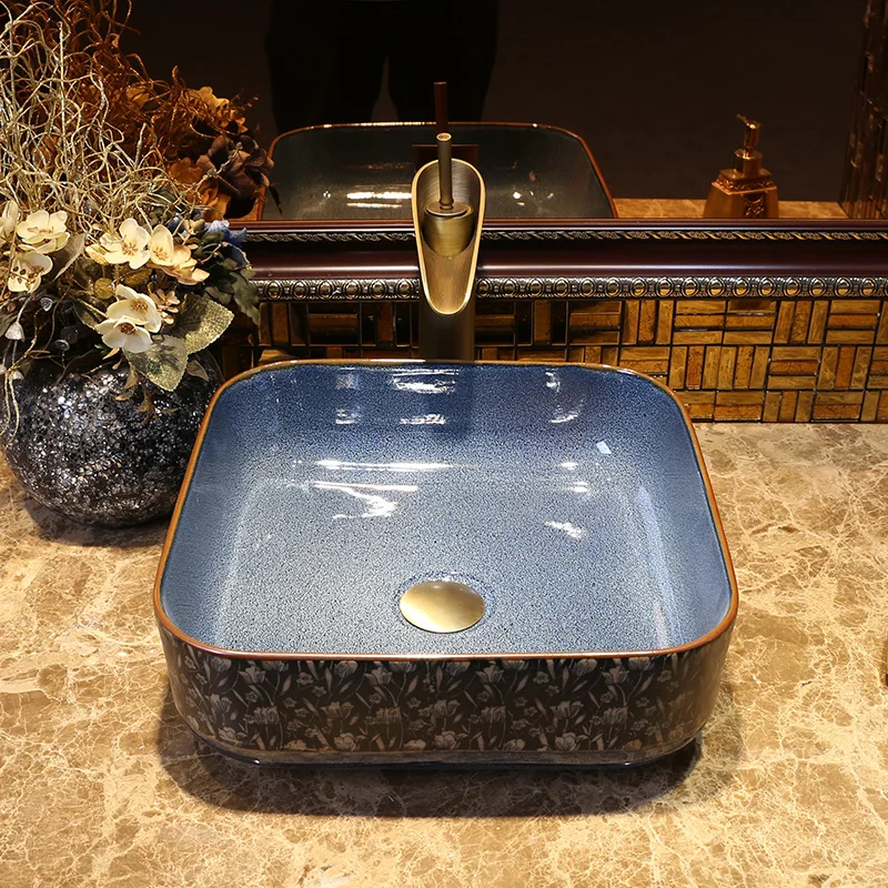 

Jing Yan new bathroom ceramic wash basin stage basin square art basin