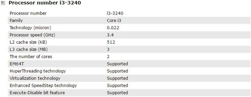 Intel I3 3240 Dual-Core 3,4 GHz LGA 1155 TDP 55 W 3 Мб Кэш i3-3240 Процессор процессор