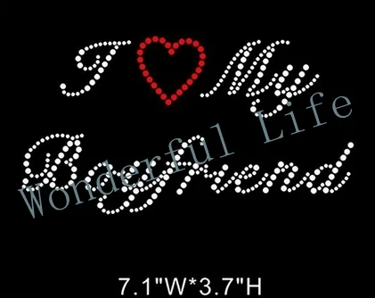 Самая низкая цена Горячая фиксация Стразы теплопередача дизайн l love my boyfriend