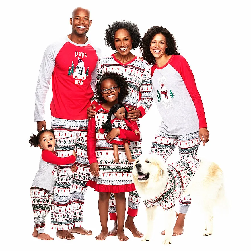 

Family Christmas Pajamas Set Xmas Parent-child Printed Red Nightwear Pjs Set Adult Kids Baby Long Sleeve Sleepwear Pyjamas Set