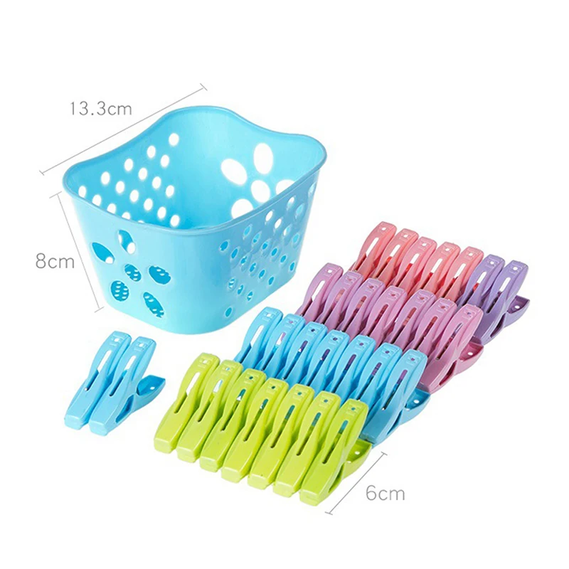 30pcs Multi-function Plastic Hanger Racks Clips And Storage Basket Clothes Clip With Underwear Socks Peg | Дом и сад