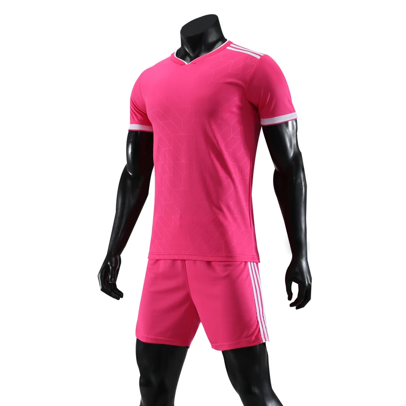 Rose Pink Мужская футбольная игровая футболка в полоску, набор для футбольной игры, спортивные униформы, костюмы на заказ - Цвет: Rose Pink