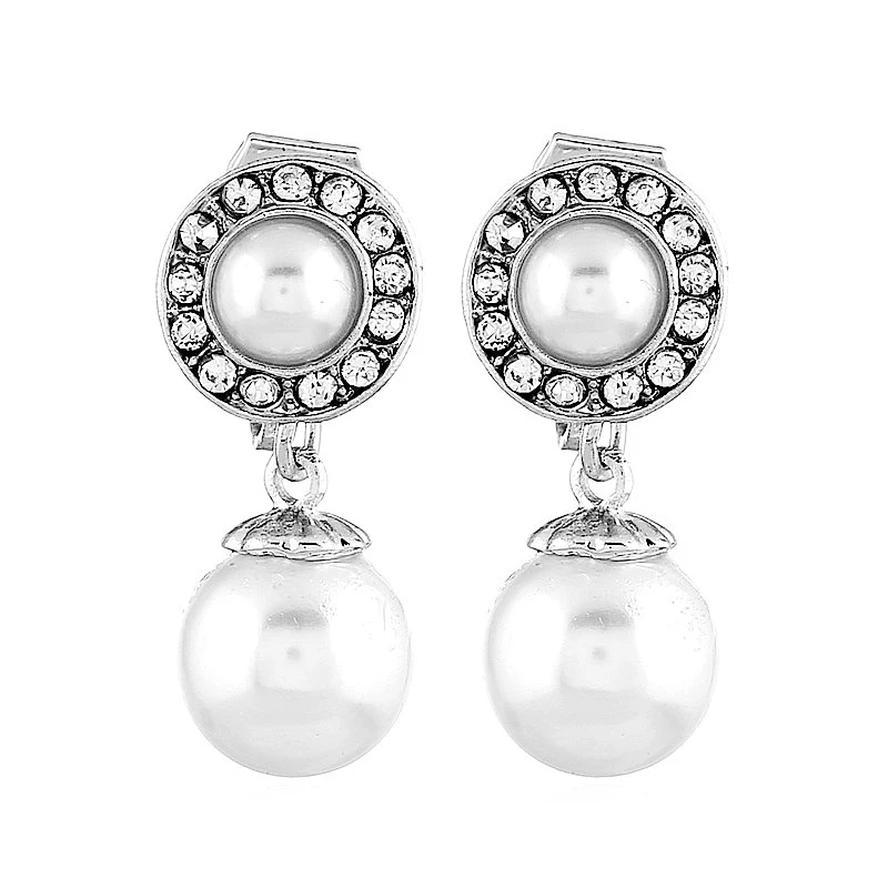 2 Silver Золотые серьги с имитацией жемчуга клип 1 пара Серебряные Девушки приморские подарки подарок на день Святого Валентина уникальный высокого качества без пирсинга без отверстия - Окраска металла: 2 Silver
