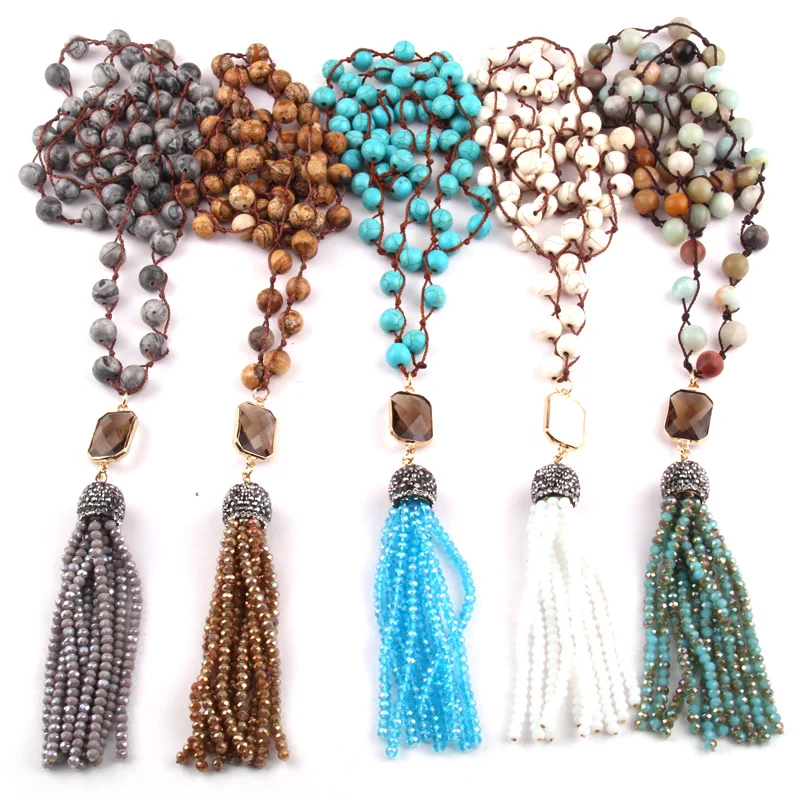 MOODPC модный синий амазонит камень плетение богемные ювелирные изделия коричневый