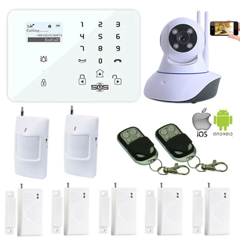 Home Security Camera System Wireless WIFI IP GSM Smart Alarm Android APP Control PIR Motion Detector Window Sensor W11K | Безопасность и