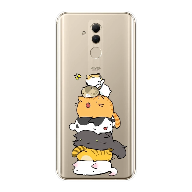 Задняя крышка для Huawei Mate 20 10 9 Lite Kawaii Cat Japan Cute Cartoon Girl мягкий силиконовый чехол