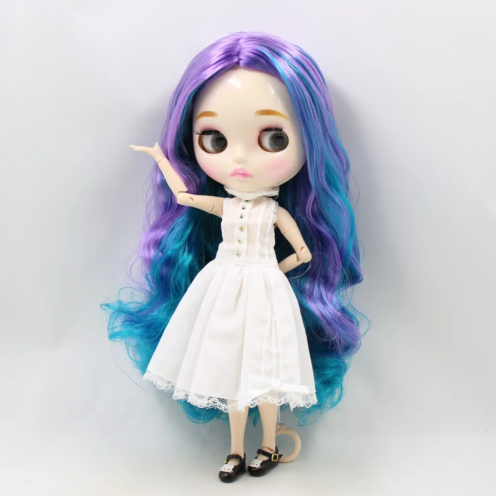 Ледяная кукла DBS Blyth 280BL4302/7216 фиолетовые и синие волосы блестящее лицо новая