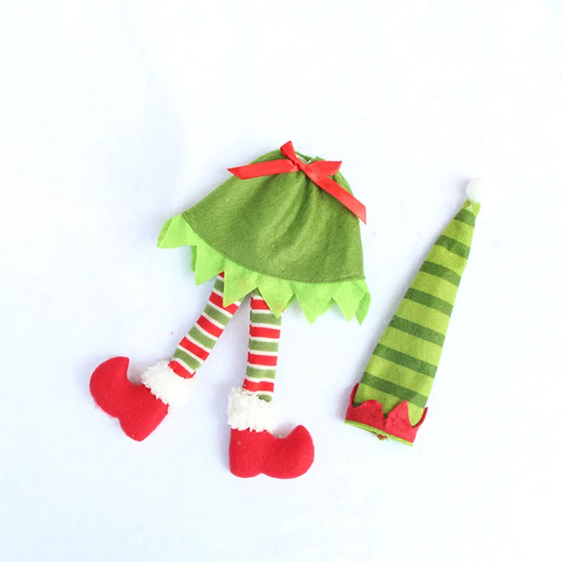 Рождественские Чехлы для бутылок эльфа вина шампанского одежда с шапками дома