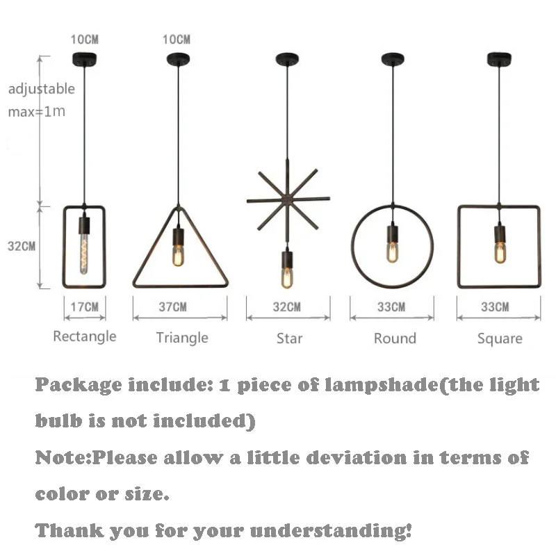 Fashion Nordic Style Simplicity Geometric Iron Light Lamp Shade Chandelier Mental Lampshade Home Decor
