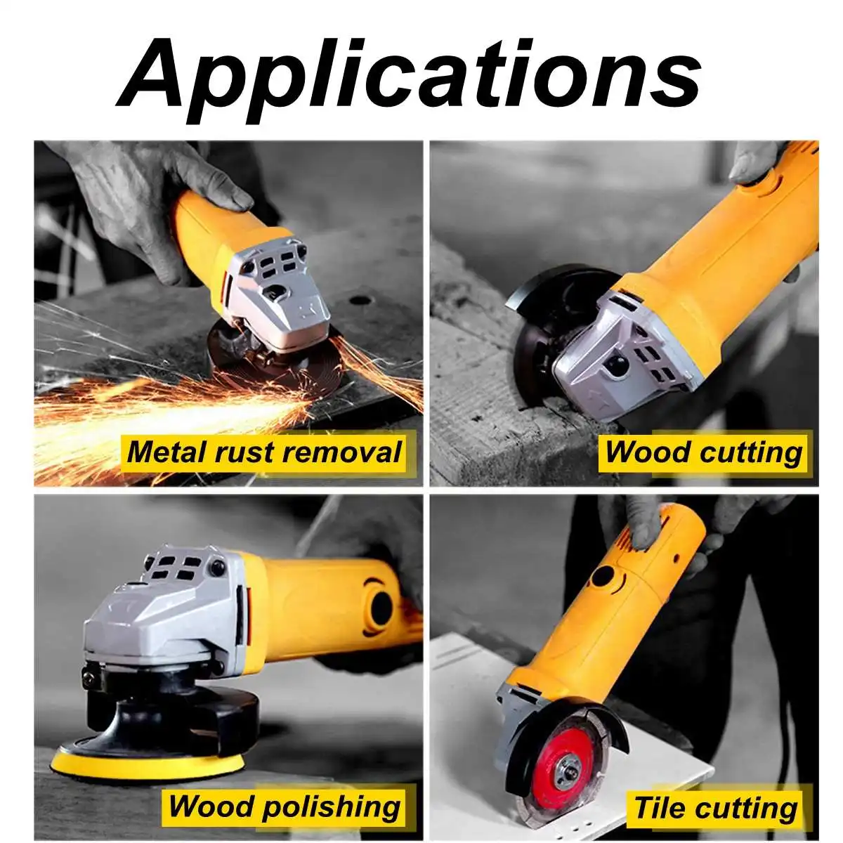 Metal Cutting Tool 220V/50Hz 1380W Electric Angle Grinder Grinding Machine 11000RPM Adjustable Anti-Slip Powerful Protect