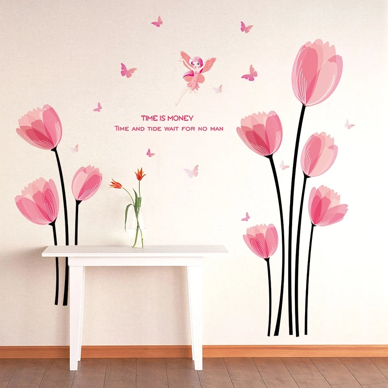 Beautiful Flower Removable Living Room Bedroom Background Decor Mural Self-adhesive Wall Stickers Waterproof Decal Poster dc28 |