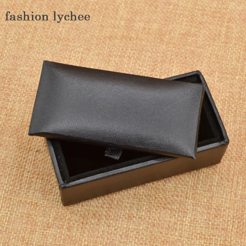 Модная черная кожаная подставка lychee для хранения колец и сережек ювелирных