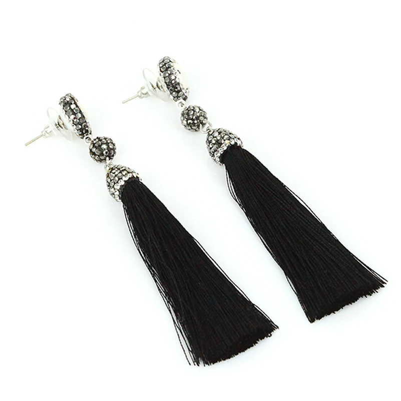 Длинные шелковые кисточки для серег высокого класса ААА женщин Роскошные
