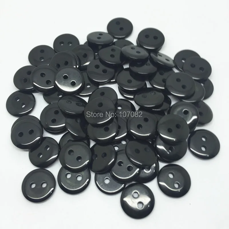 

Круглые пуговицы из смолы, черного цвета, 11 мм, 1000 шт., пуговицы для шитья футболок с 2 отверстиями, украшения для открыток