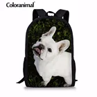 Coloranimal Французский бульдог школьная сумка для детей Дети Девочка в стиле милых собачек, цветочный узор, подарок, подарок на день рождения, рюкзак для женщин и мужчин, рюкзак