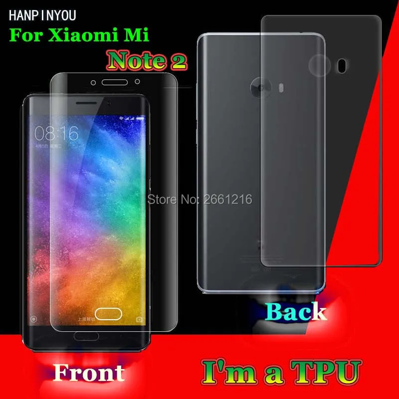 

Для Xiaomi Mi Note 2 II 5,7 "2 шт. = передняя + задняя тонкая полное покрытие от края до края мягкая пленка из ТПУ Взрывозащищенная защита экрана