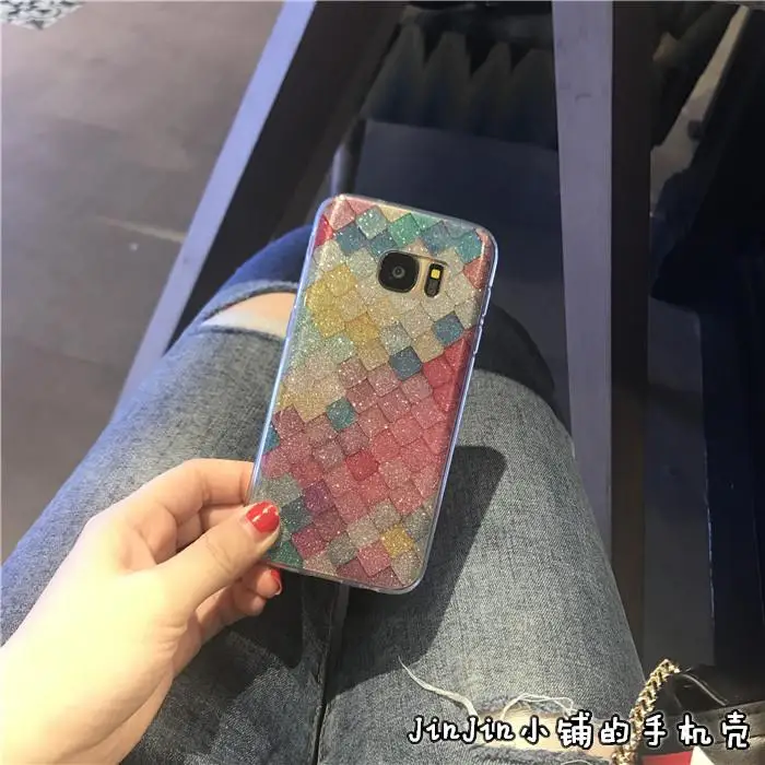 Красота рыбьей чешуи флэш порошок блеск телефон чехол для Samsung S6 край роскошный