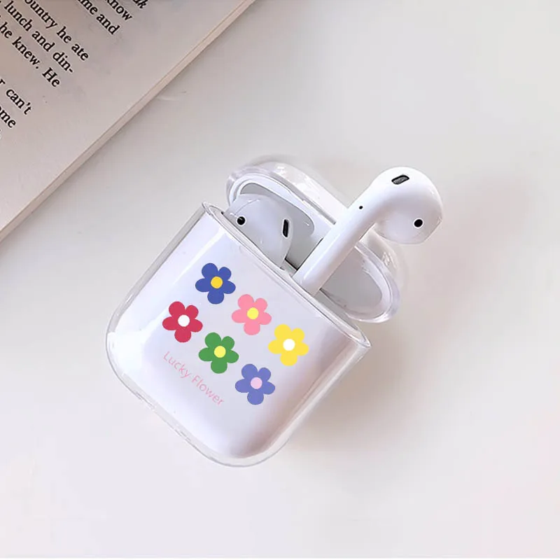 Прозрачный цветочный роскошный мягкий чехол для наушников Airpods 1/2 милый